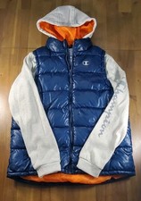 C9 Champion Boys' Hooded Quilted Hybrid Jacket, Size L (12-14), Black with Blue Zipper — listing 2