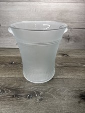 Frosted Glass Ice Bucket / Wine Chiller with Clear Square-and-Dot Motif — listing 3