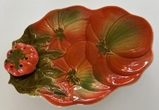 Italian Hand-Painted Terracotta Majolica Small Dishes, Set of 3 (Pear and Rose Patterns) — listing 5