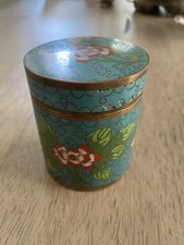 Chinese Cloisonné Enamel Covered Bowl with Floral Finial and Figural Panels — listing 3