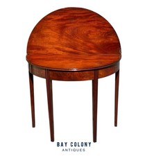 Antique Georgian Mahogany Fold-Over Card Table / Tea Table with Tapered Legs — listing 4