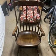Vintage Hitchcock-Style Stenciled Windsor Rocking Chair Cream Painted — listing 5