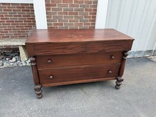 Antique Mahogany Low Dresser / Chest with Cabriole Legs, Two Over One Drawer — listing 4