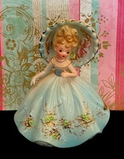 Josef Originals "Rosemary" Pink Bonnet Girl with Parasol Music Box Figurine, 7.25" — listing 3