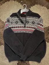 Izod Men's Quarter-Zip Sweater Fleece Vest, Heather Gray with Navy Trim — listing 5