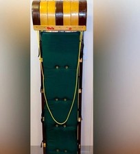 Vintage Paris Wooden Toboggan Sled with Rolled Front and Yellow Tow Rope — listing 2