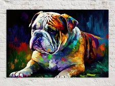Colorful Pop-Art English Bulldog Canvas Print, Signed S. Wac — listing 3