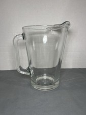 Vintage Clear Glass Ball-Body Water Pitcher with Ice Lip and Applied Handle
