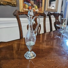 Cut Crystal Barrel Vase with 800 Silver Collar Rim — listing 2