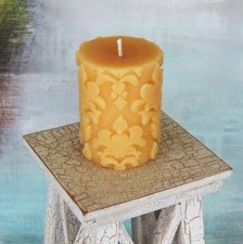 Metal Open-Frame Pillar Candle Holder Lantern with Fleur-de-Lis Finial, Bronze Finish — listing 2
