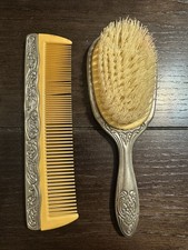 Vintage Ornate Repousse Vanity Comb and Hand Mirror Set — listing 6