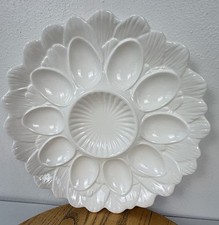 Vintage Pressed Glass Deviled Egg Serving Plate with Scalloped Loop Rim — listing 2
