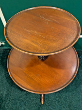 Antique Chippendale-Style Two-Tier Mahogany Dumbwaiter / Muffin Stand with Pie-Crust Carved Galleries — listing 3