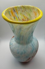 Hand-Blown Art Glass Footed Vase with Multicolor Confetti Speckle Design — listing 6