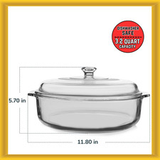 Libbey Clear Glass Ribbed Covered Casserole Dish with Lid, 1.5 Qt — listing 3
