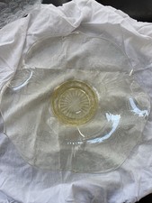 Lancaster Glass Co. Yellow Topaz 'Sphinx' Etched Depression Glass Bowl with Ruffled Rim — listing 3