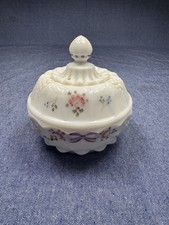 Vintage Hand-Painted Milk Glass Table Lamp with Floral Motif and Gold Base — listing 4