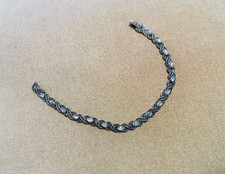 Vintage Sterling Silver Marcasite Floral Link Bracelet — listing 6