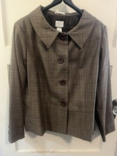 Emma James Green Paisley Print Cotton Snap-Front Jacket, Size L — listing 4