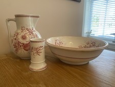 Antique Victorian Transferware Wash Basin Bowl with Floral Decoration — listing 4