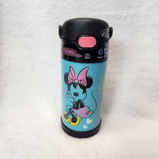 Thermos FUNtainer Disney Minnie Mouse Stainless Steel Kids Water Bottle with Pop-Up Straw