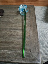 Hand-Blown Art Glass Long-Stem Flower Sculpture with Twisted Stem — listing 5