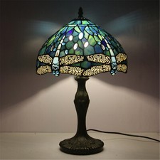 Tiffany-Style Dragonfly Stained Glass Table Lamp with Bronze Base — listing 3