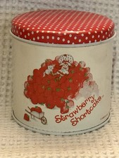 Vintage 1980s Strawberry Shortcake Metal Trash Can Wastebasket, Red with White Polka Dots, Cheinco — listing 5