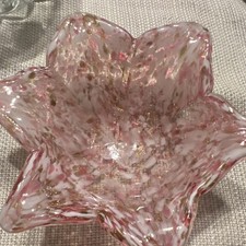 Clear Glass Rose Bowl Vase with White Spot Decoration — listing 6