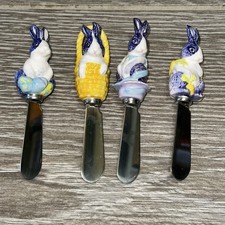 Set of 4 Easter Bunny Ceramic-Handle Stainless Steel Spreaders / Cheese Knives — listing 5