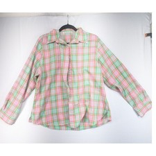 Vintage Pastel Plaid Textured Button-Up Shirt with Frayed Raw-Edge Seams — listing 2