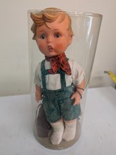Hummel Style Chalkware Figurine, Boy Holding Doll on Bench, 4.5 inch, listing 4