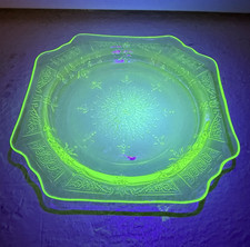 Anchor Hocking Princess Green Uranium Depression Glass 11.5" Grill Plate / Dinner Plate — listing 3