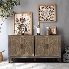 pine buffet Vintage Pine Sideboard Buffet Cabinet with 3 Drawers and 2 Doors — listing 4