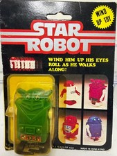 Vintage Wind-Up Walking Space Robot, Cream Plastic with Litho Chest Panel, Made in Hong Kong — listing 4