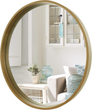 Vintage Round Wall Mirror with Wood Frame — listing 6