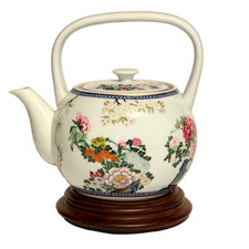 Franklin Porcelain Japanese Flowers & Birds of the Orient Teapot on Stand (1986)
