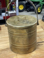 Vintage Octagonal Faux-Woodgrain Ice Bucket with Brass Dome Lid and Acorn Finial — listing 5