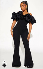 Fashion Nova Black Long Sleeve Wide Leg Jumpsuit with Keyhole Cutout, listing 6