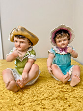 Vintage Bisque Porcelain Piano Baby Girl Night Light Lamp