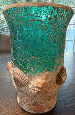 Mosaic Glass Tile Bud Vase, Iridescent Crackle with Gold Filigree Neck — listing 4