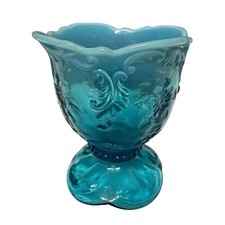 Teal Embossed Floral Pedestal Coffee Mug — listing 2