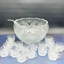 L.E. Smith Glass Pineapple Pattern Pressed Glass Punch Bowl 13in — listing 6