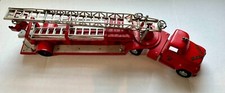 Vintage 1950s Pressed Steel M.F.D. No. 5 Aerial Ladder Fire Truck with Trailer — listing 5