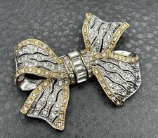 Vintage Gold-Tone Twisted Rope Bow Brooch with Dangling Tassels — listing 2