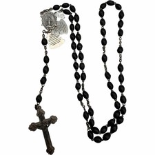 Vintage Catholic Rosary with Black Wood Beads and Crucifix — listing 5