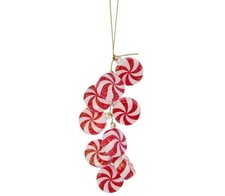 Peppermint Candy Christmas Ornament Set - Red & White Swirl and Striped Shatterproof Ornaments — listing 3