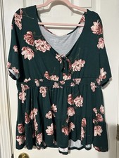 Torrid Peplum Georgette Flutter Sleeve Blouse in Blue Horizon, Size 00 (M/L 10) — listing 3
