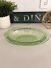 Green Depression Glass Salad Plates with Floral & Scroll Pattern (Set of Multiple) — listing 5