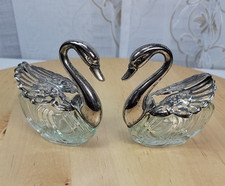 Vintage Silver Swan Open Salt Cellar with Cut Glass Body and Articulated Wings, Made in Italy Only ITALY — listing 3